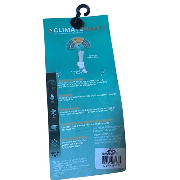 Climate Smart Plushfill Crew Socks 2 Pair Moisture Wicking Comfort Charcoal NEW - Picture 3 of 4